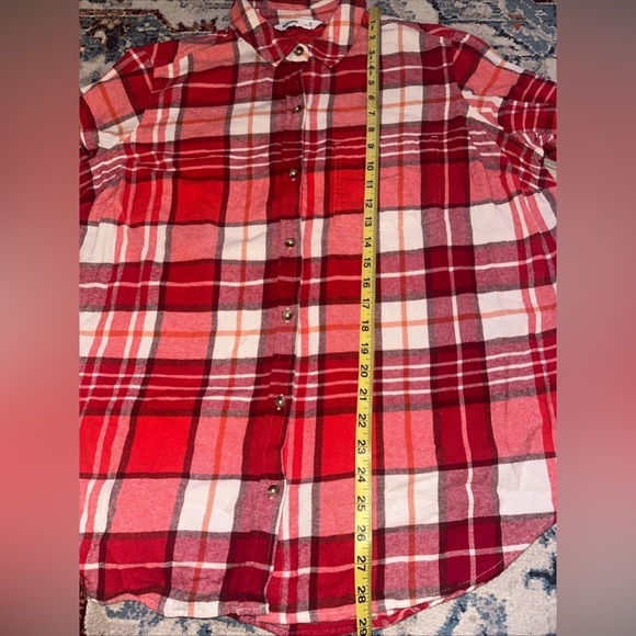 NWT Sonoma Women's Plus Sz 0X Supersoft Flannel Plaid Button Down Shirt Red - Picture 8 of 9